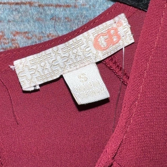 NWT Gianni Bini Boho Romper Size S Burgundy Blue Sheer Romantic Bell Sleeves - Picture 4 of 13